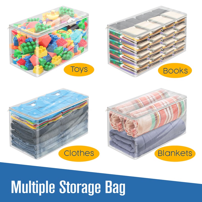 Houseables Clothes Storage Bag  Sweater Bags Moth Proof  Moth Proof Sweater Storage  Clear Zipper Organizer  Vinyl Zippered Plastic Protection  Blanket  Linen  Clothing  Quilt  Bed Sheet  24x13  5 PK - Image 4